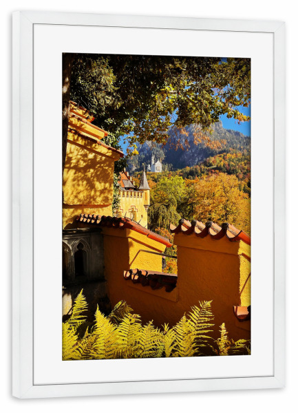 Poster mit Rahmen weiß "Märchenschloss" artboxONE - Städte,Natur,Reise - Schloss neuschwanstein,Allgäu,Architektur