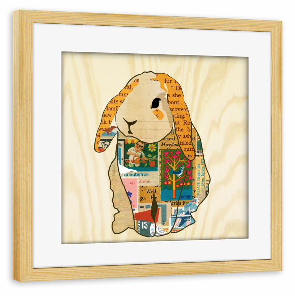 Poster mit Rahmen kiefer "Hase Collage" artboxONE - Für Kinder,Tiere