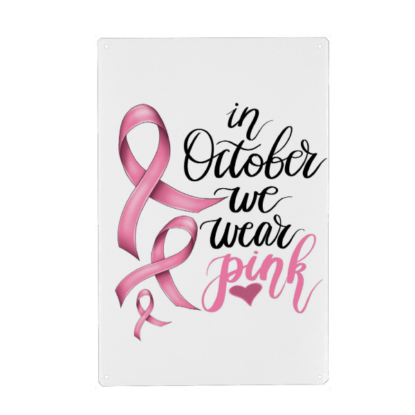 Metall Poster "Im Oktober tragen wir Pink" artboxONE - Abstrakt,Fashion,Buchstaben,Für Mama