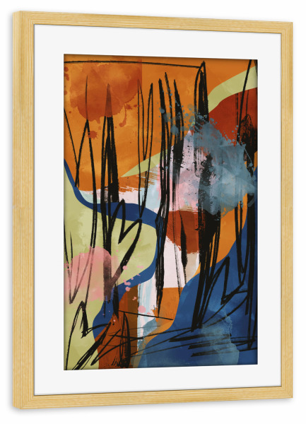 Poster mit Rahmen kiefer "Liebe abstrakte Kunst" artboxONE - Abstrakt,Geometrie,Streetart