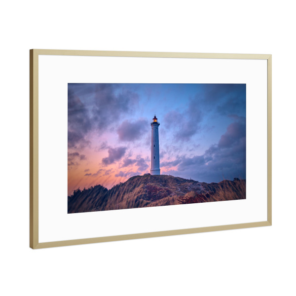 Poster mit Rahmen Gold "Lyngvig Fyr" artboxONE - Natur,Reise,Architektur,Reise / Strand und Meer