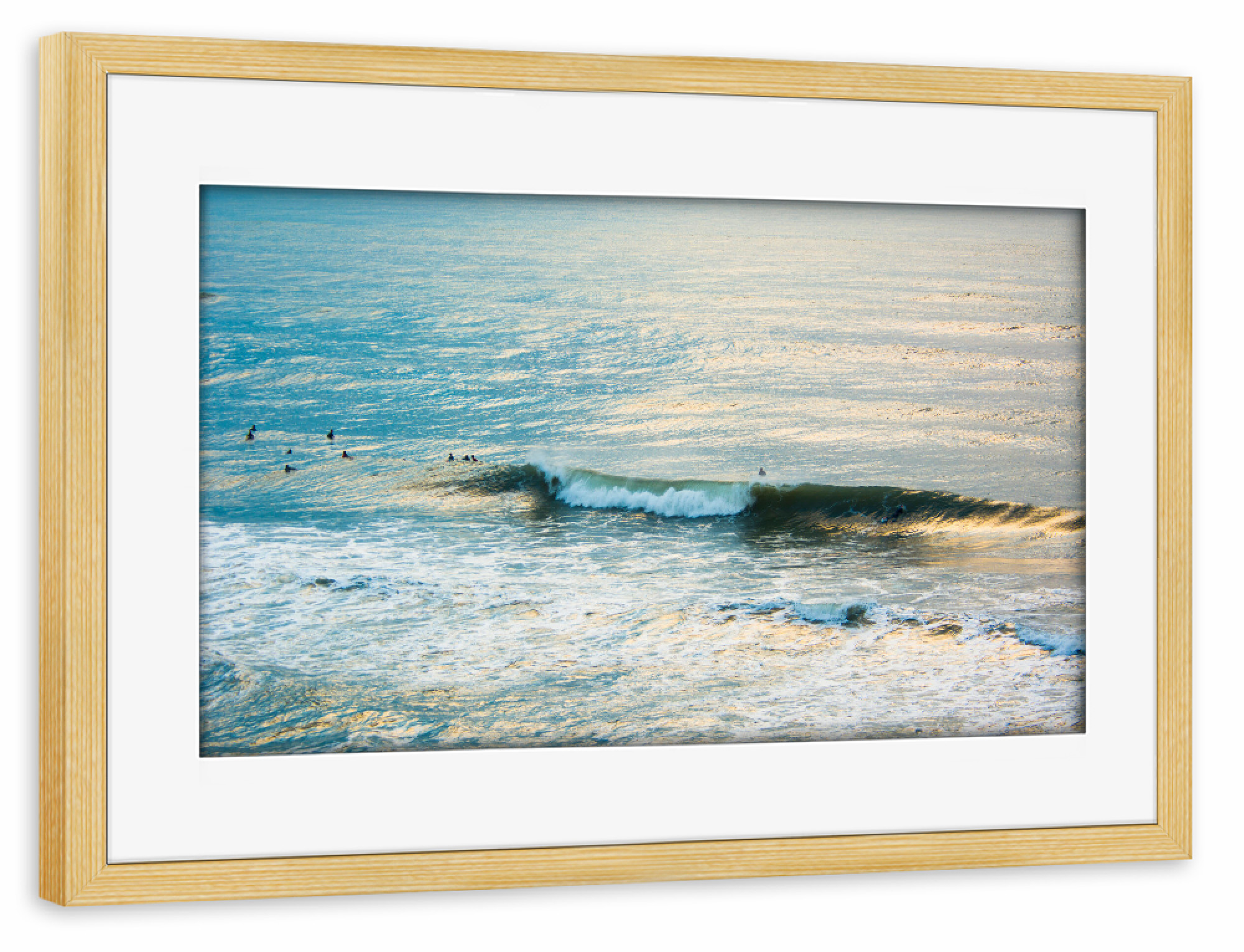 Poster mit Rahmen kiefer "Surfen bei Sonnenuntergang" artboxONE - Reise,Reise / Strand und Meer,Sport,Städte / Weitere