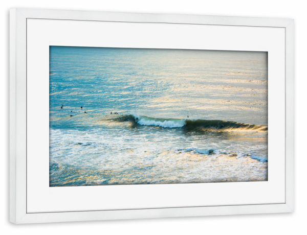 Poster mit Rahmen weiß "Surfen bei Sonnenuntergang" artboxONE - Reise,Reise / Strand und Meer,Sport,Städte / Weitere