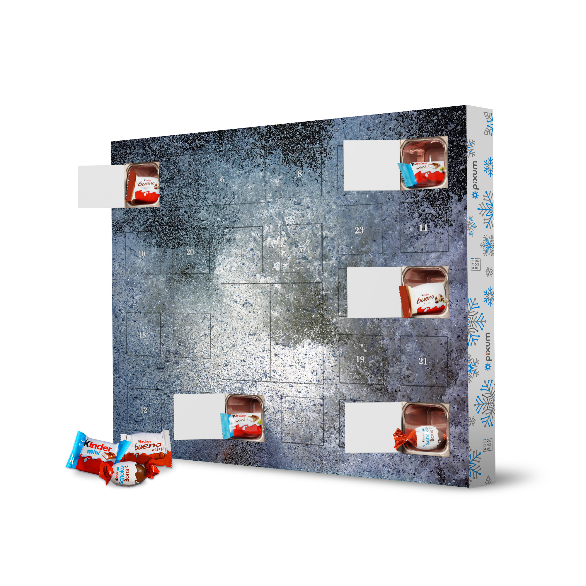 Adventskalender XXL mit Produkten von Kinder Implosion artboxONE Adventskalender Natur
