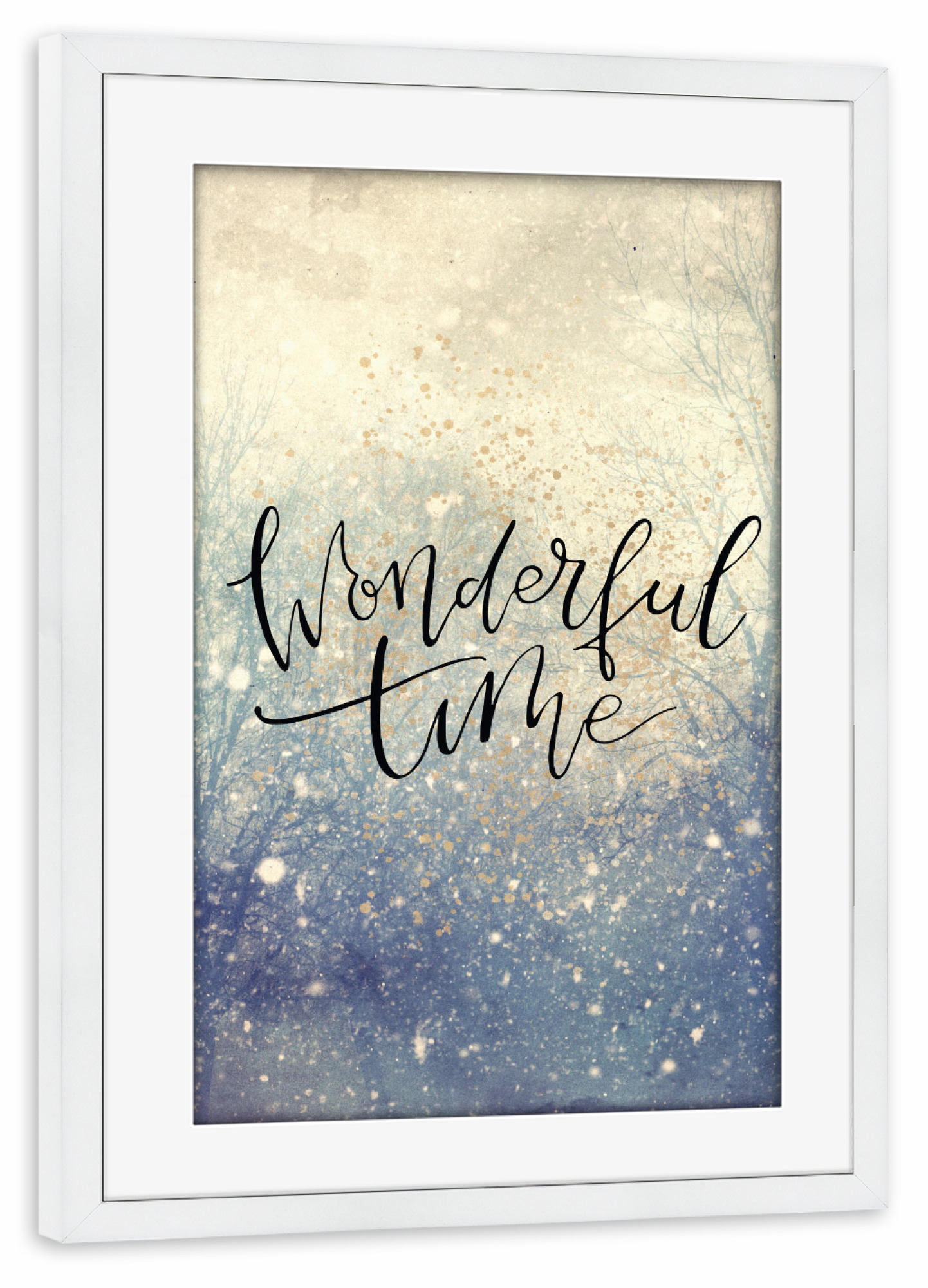 Poster mit Rahmen weiß "Wunderbare Zeit des Jahres" artboxONE - Typografie,Natur,Weihnachten
