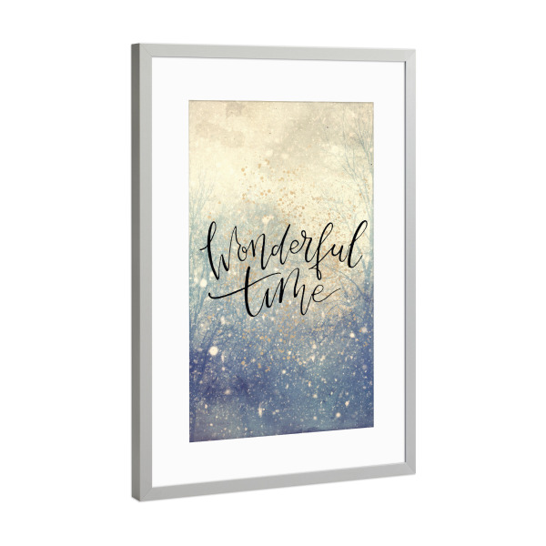 Poster mit Rahmen Silber "Wunderbare Zeit des Jahres" artboxONE - Typografie,Natur,Weihnachten