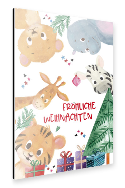 Alu-Dibond "Fröhliche Tiere an Weihnachten" 30x20 cm artboxONE
