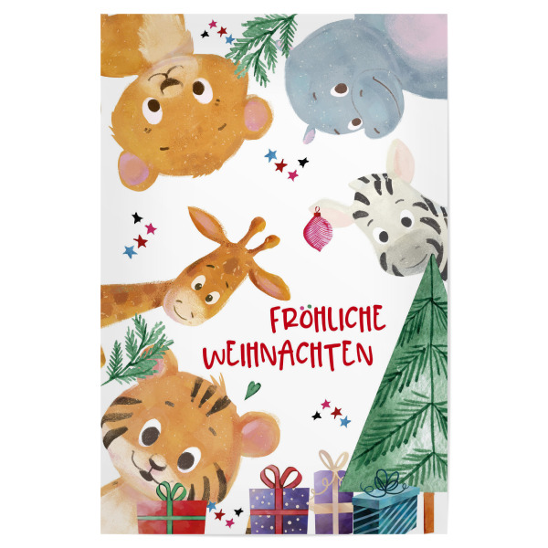 Poster 30x20 cm "Fröhliche Tiere an Weihnachten" artboxONE - Für Kinder,Tiere,Comic,Weihnachten,Lustig
