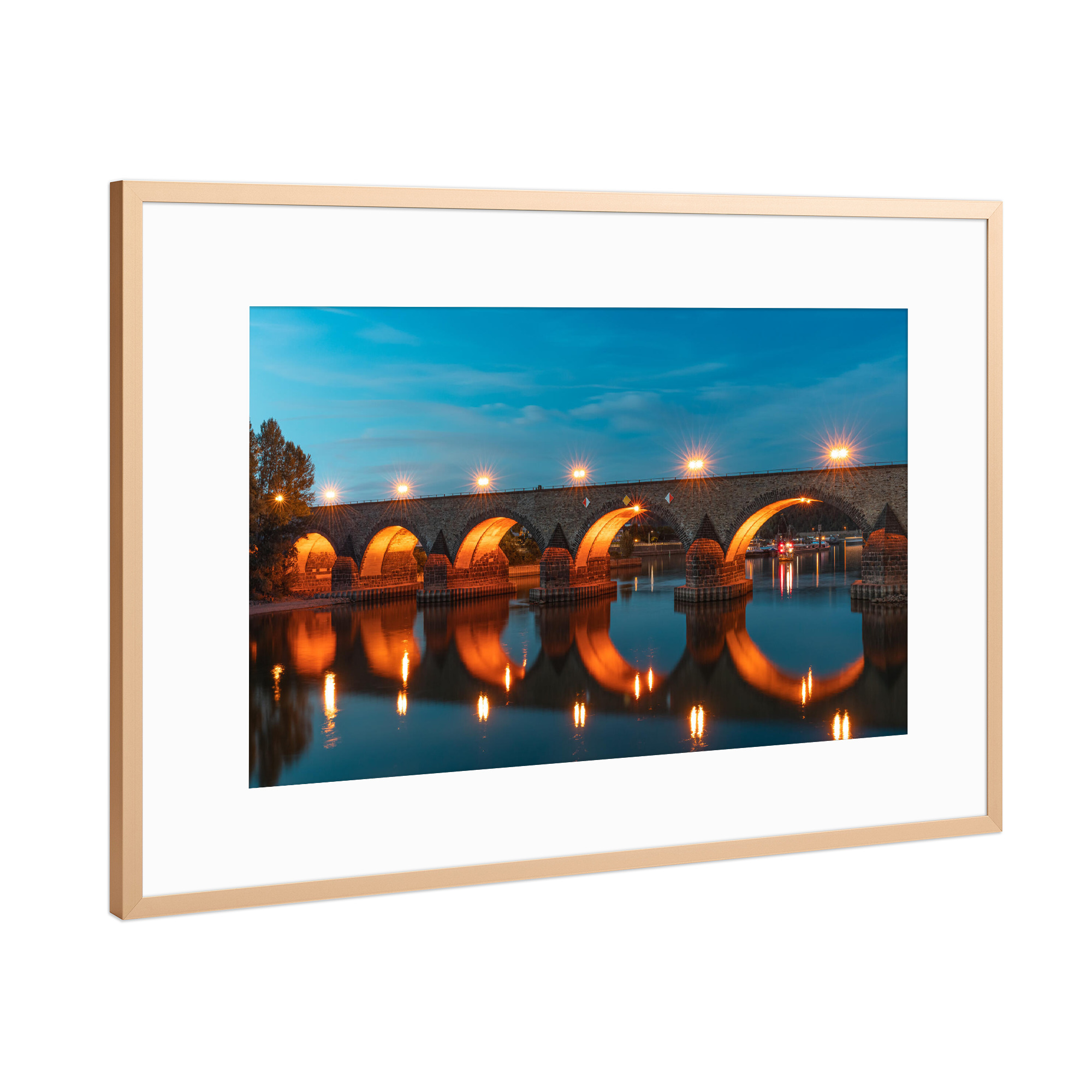 Poster mit Rahmen Kupfer "Balduinbrücke Koblenz" artboxONE - Architektur