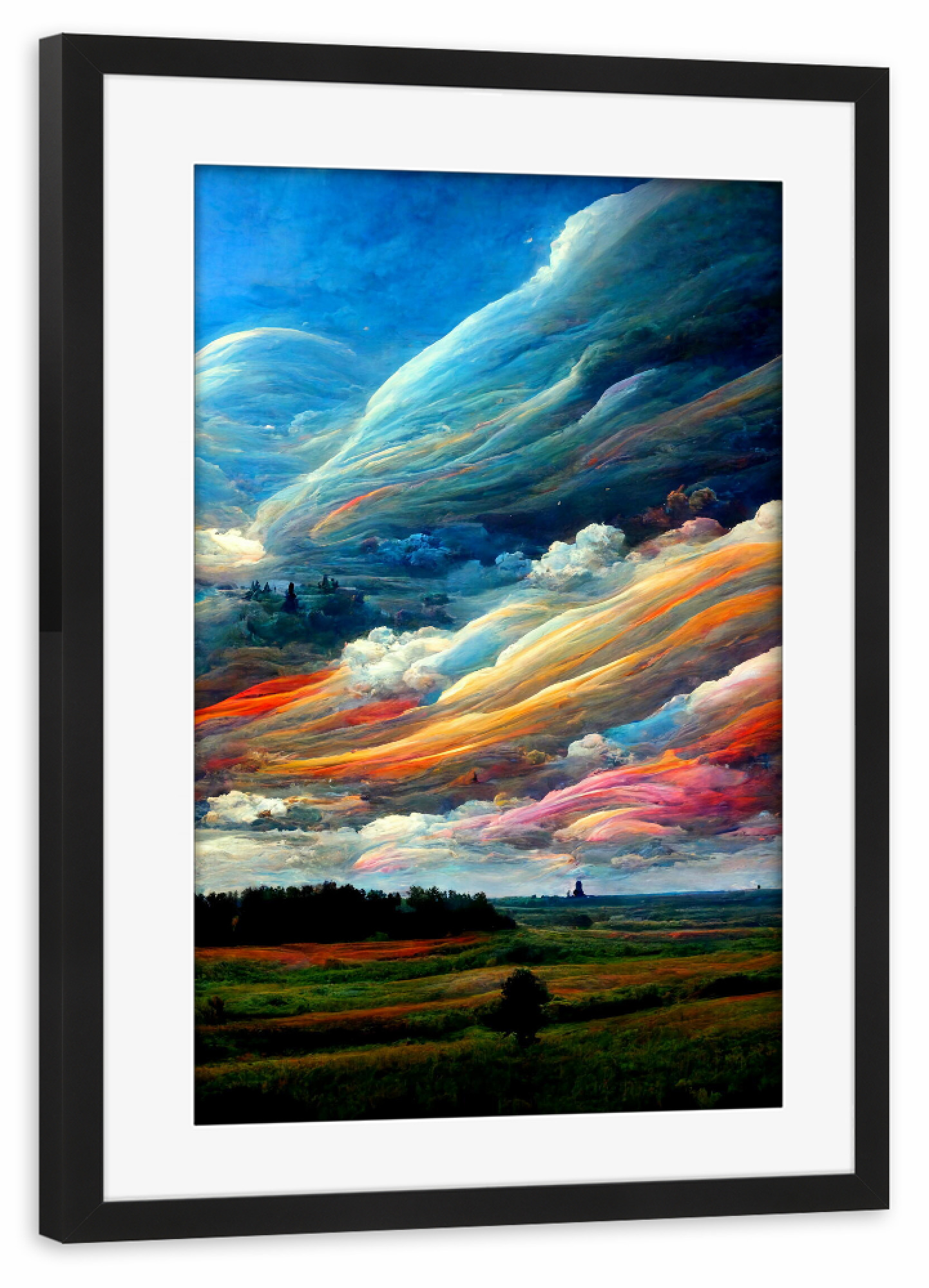 Poster mit Rahmen schwarz "Landschaft mit Fantasiehimmel" artboxONE - Natur,Abstrakt