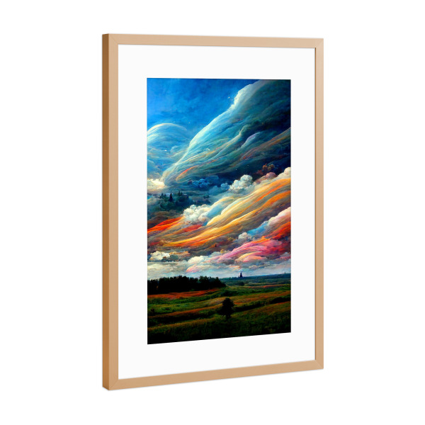 Poster mit Rahmen Kupfer "Landschaft mit Fantasiehimmel" artboxONE - Natur,Abstrakt