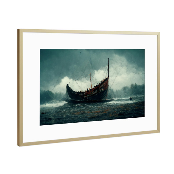 Poster mit Rahmen Gold "Altes Schiff" artboxONE - Natur,Abstrakt,Fiktion