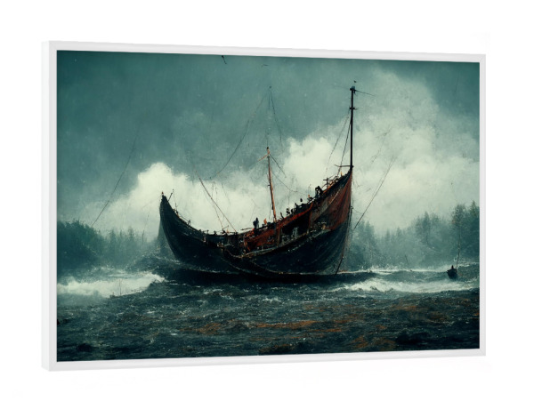 Poster mit weißem Rahmen "Altes Schiff" artboxONE - Natur,Abstrakt,Fiktion