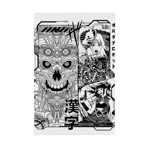 Metall Poster "Tokio-Geisha-Manga" artboxONE - Städte / Tokio