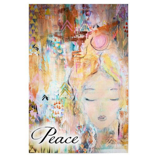 Poster "Peace" artboxONE - Typografie - Peace,Engel,Intuitive malerei,Gemaltes bild,Gemalt,Acryl,Geschenk,Frieden,Frau,Art deco,Dekorativ,Intutitiv