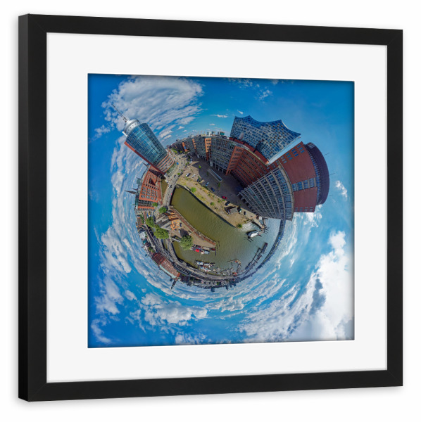 Poster mit Rahmen schwarz "Hamburg - Planet Sandtorkai" artboxONE - Städte,Städte / Hamburg,Reise,Architektur,Reise / Länder