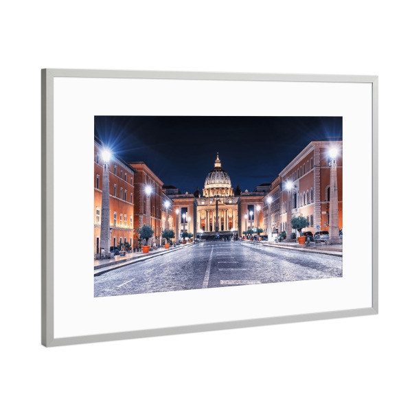 Poster mit Rahmen Silber "Vatikan bei Nacht" artboxONE - Städte,Reise,Architektur,Reise / Länder,Städte / Rom