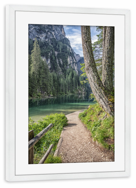 Poster mit Rahmen weiß "Naturpark Fanes-Sennes-Prags" artboxONE - Natur,Reise,Reise / Länder