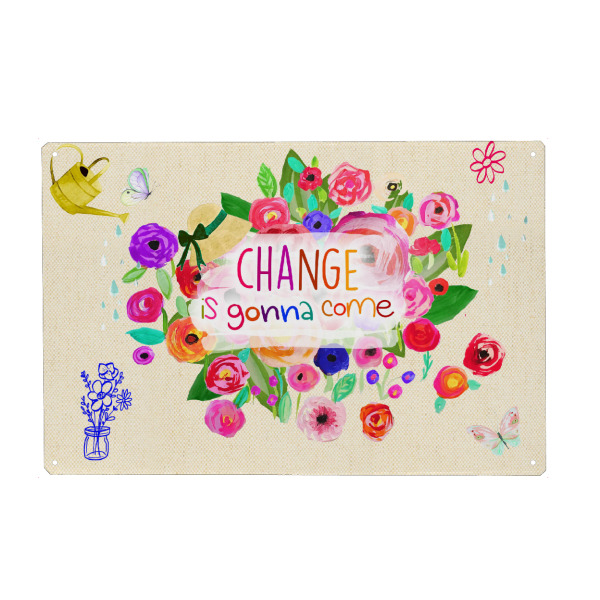 Holzbild "Change is gonna come" artboxONE - Typografie,Floral,Musik