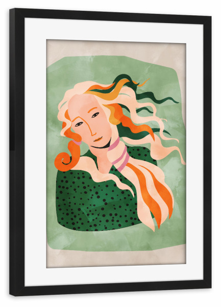 Poster mit Rahmen schwarz "Grüne Tupfer" artboxONE - Abstrakt,Menschen,Fashion