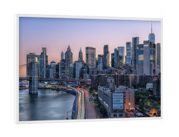 Poster mit weißem Rahmen "Rosa Manhattan" artboxONE - Städte,Städte / New York,Reise,Architektur,Reise / Länder
