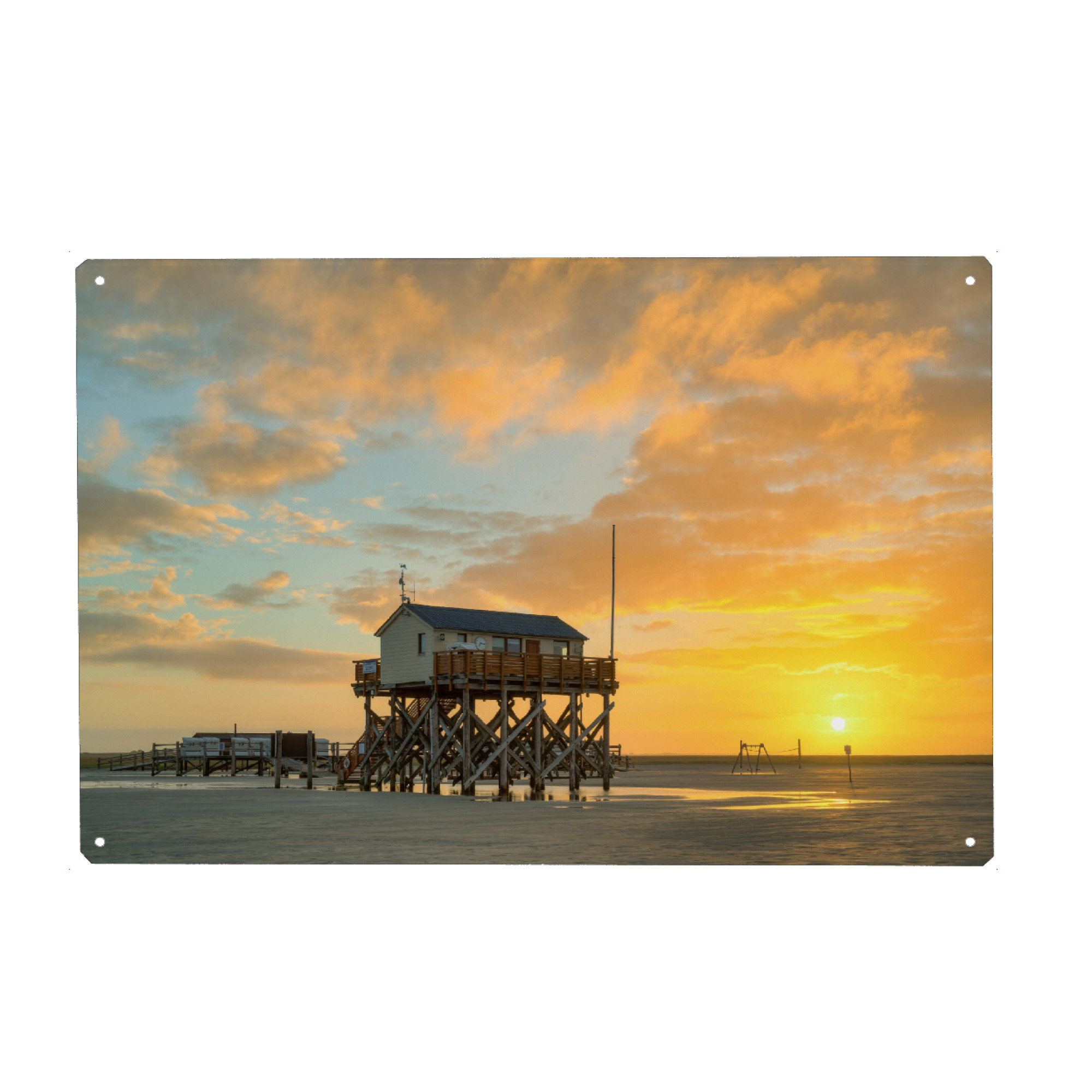 Metall Poster "Sonnenaufgang in St. Peter-Ording" artboxONE - Natur,Reise,Architektur,Reise / Strand und Meer