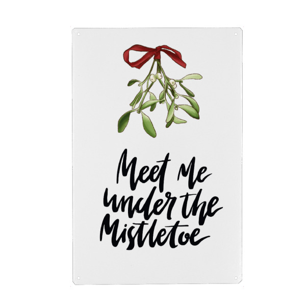 Holzbild "Unterm Mistelzweig" artboxONE - Typografie,Liebe,Weihnachten,Lustig