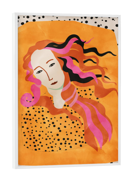 Poster mit weißem Rahmen "Portrait Gelbe Tupfen" artboxONE - Abstrakt,Menschen,Fashion