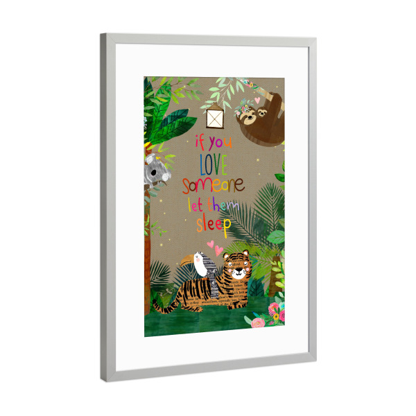 Poster mit Rahmen Silber "Let them sleep" artboxONE - Typografie,Für Kinder,Lustig