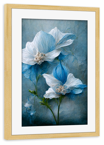 Poster mit Rahmen kiefer "Hellblaue Blume" artboxONE - Natur,Floral
