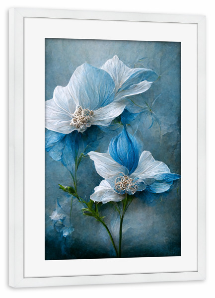 Poster mit Rahmen weiß "Hellblaue Blume" artboxONE - Natur,Floral