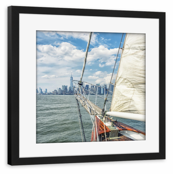 Poster mit Rahmen schwarz "Segeln in New York" artboxONE - Städte,Städte / New York,Reise,Architektur,Reise / Strand und Meer