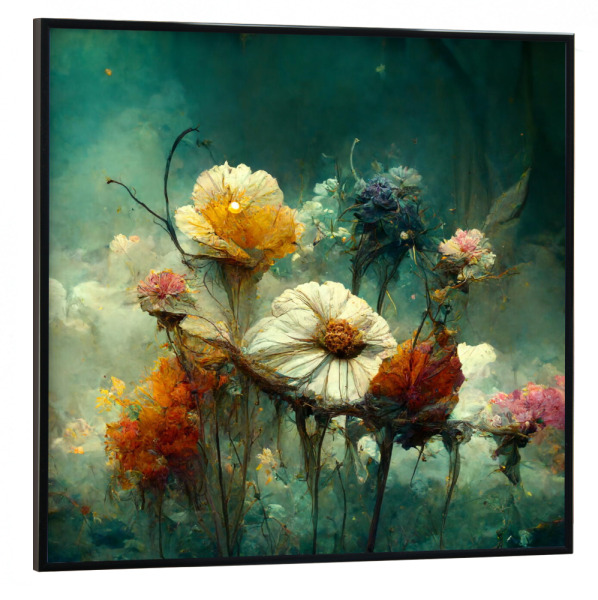 Poster mit schwarzem Rahmen 30x30 cm "Wilde Blumen mit Fantasie" artboxONE - Natur,Floral,Abstrakt