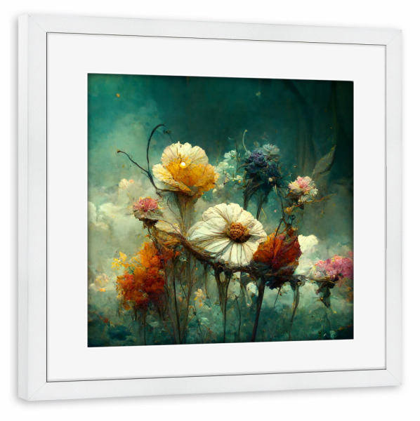 Poster mit Rahmen weiß "Wilde Blumen mit Fantasie" artboxONE - Natur,Floral,Abstrakt