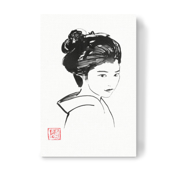 Leinwandbild "Geisha-Kimono" artboxONE - Menschen,Reise / Asien - Geisha,Sumie,Japan,Frau,Schwarzweiß
