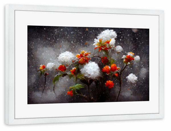 Poster mit Rahmen weiß "Eleganter Winter" artboxONE - Natur,Floral,Weihnachten