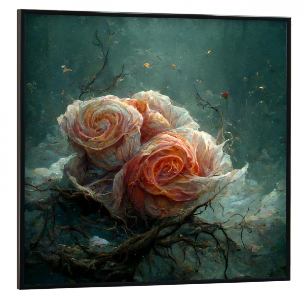Poster mit schwarzem Rahmen 30x30 cm "Fantasierosen" artboxONE - Natur,Floral,Abstrakt