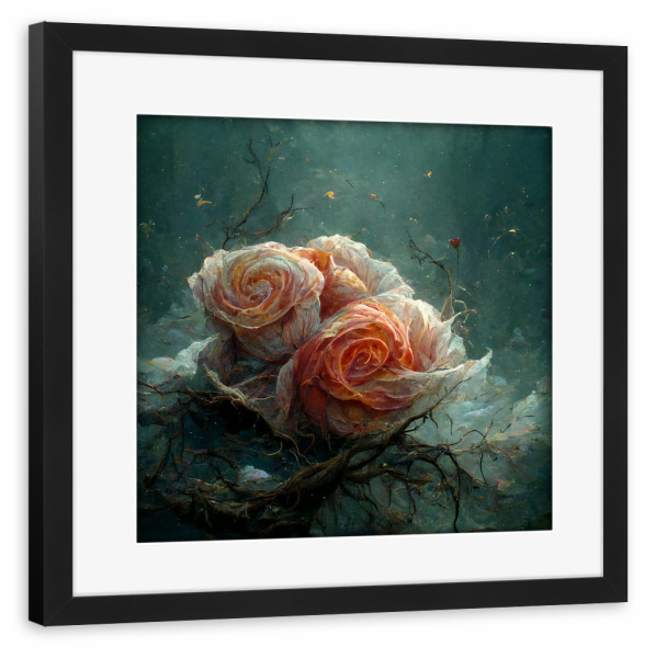 Poster mit Rahmen schwarz "Fantasierosen" artboxONE - Natur,Floral,Abstrakt