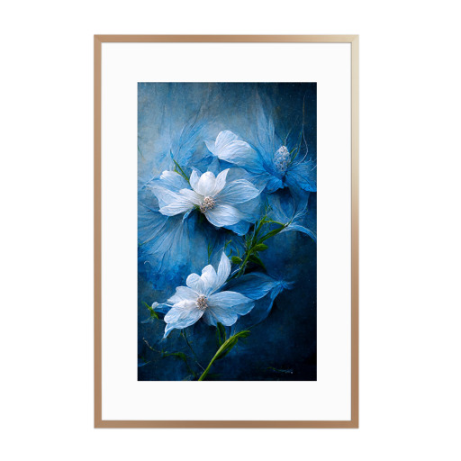 Blumen in Blau und Weiß