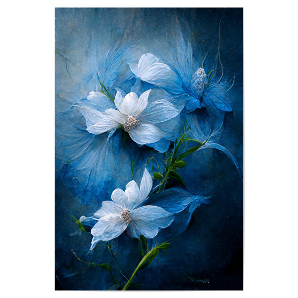 Poster "Blumen in Blau und Weiß" artboxONE - Natur,Floral,Fiktion