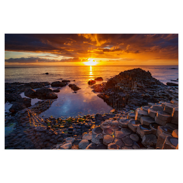 Poster 30x20 cm "Gaint ́s Causeway in Irland" artboxONE - Natur - Irland,Gaint ́s causeway,Vulkan,Lava,Küste,Sonnenuntergang