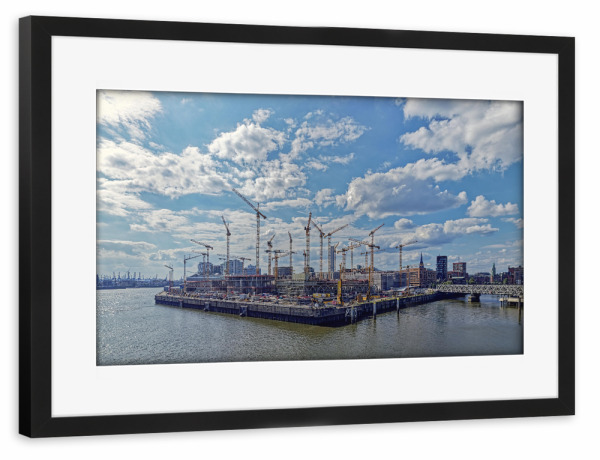 Poster mit Rahmen schwarz "Hamburg - Baustelle Chicagokai" artboxONE - Städte,Städte / Hamburg,Reise,Architektur,Reise / Länder