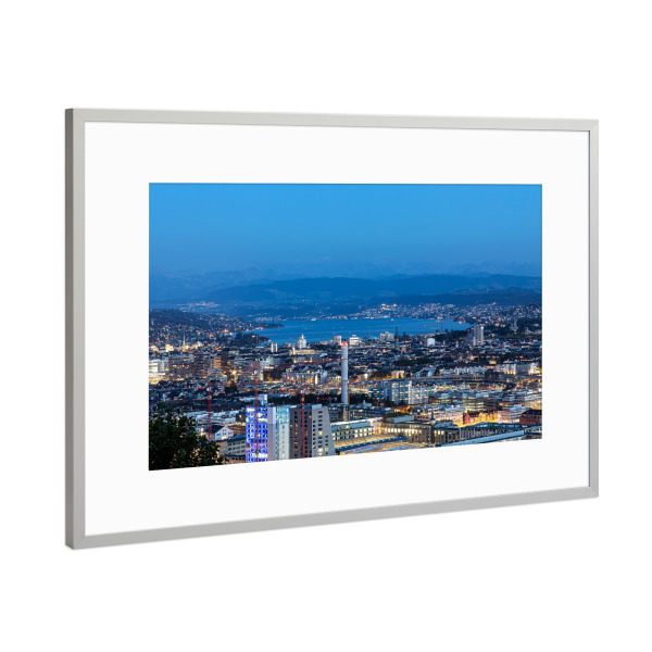 Poster mit Rahmen Silber "Zürich by Night" artboxONE - Städte,Natur,Reise,Architektur,Städte / Zürich