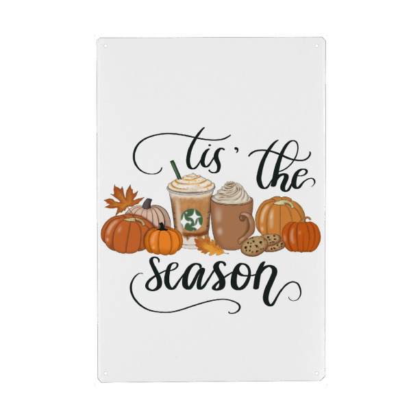 Holzbild "Es ist die Saison | Kürbis-Design" artboxONE - Essen & Trinken,Buchstaben,Essen & Trinken / Obst & Gemüse,Festivals,Halloween