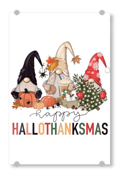 Acrylglasbild "Fröhliche Hallo Thanksmas Zwerge" artboxONE - Weihnachten,Buchstaben,Festivals,Halloween,Lustig