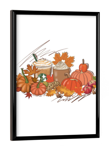 Poster mit schwarzem Rahmen "Kürbis Set Design Herbst Herbst" artboxONE - Essen & Trinken / Obst & Gemüse,Festivals,Halloween