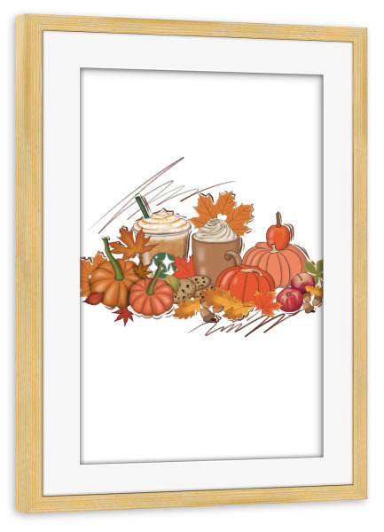 Poster mit Rahmen kiefer "Kürbis Set Design Herbst Herbst" artboxONE - Essen & Trinken / Obst & Gemüse,Festivals,Halloween