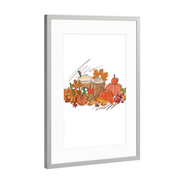 Poster mit Rahmen Silber "Kürbis Set Design Herbst Herbst" artboxONE - Essen & Trinken / Obst & Gemüse,Festivals,Halloween