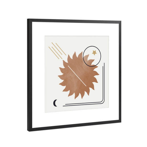 Poster mit Rahmen Schwarz (Metallic) "Sonne Mond Stern geometrisch" artboxONE - Abstrakt,Geometrie