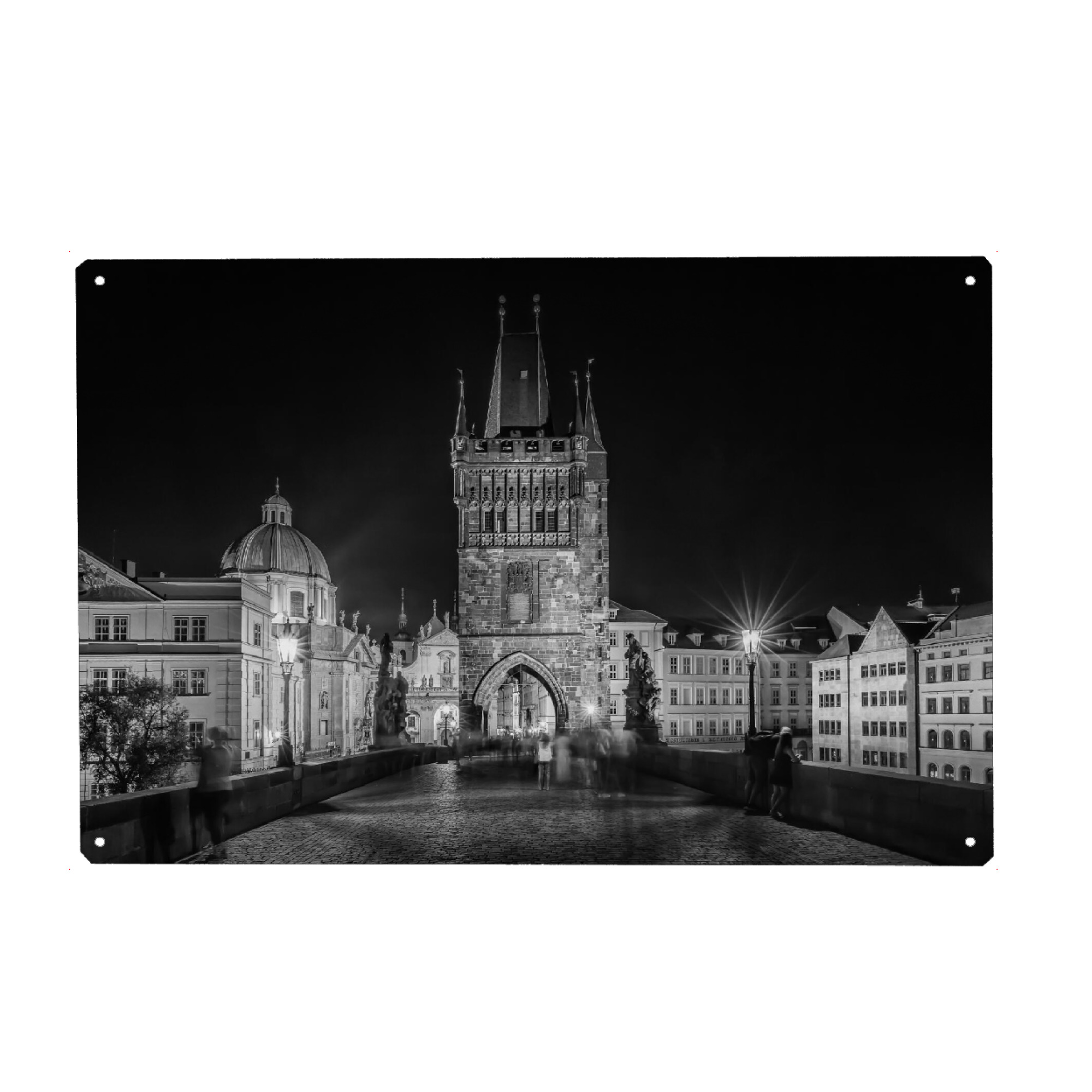 Metall Poster "Karlsbrücke Monochrom" artboxONE - Schwarzweiß,Architektur,Städte / Prag